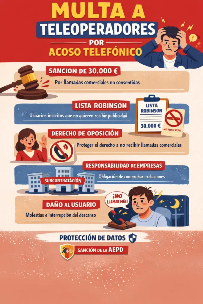 Infografia sobre multa a teleoperadores por acoso telefonico