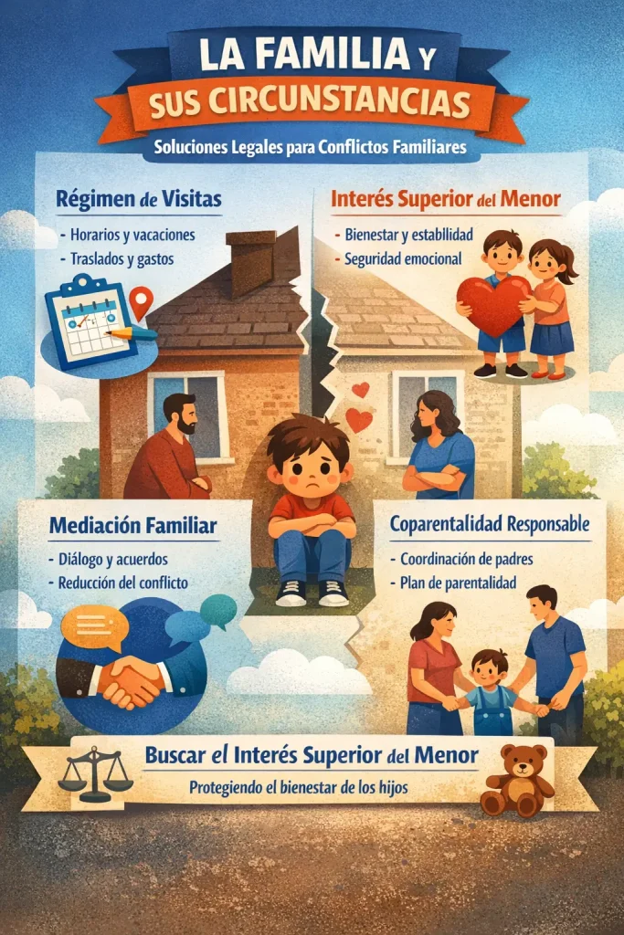 Infografia sobre la familia, regimen de visitas, mediacion familiar e interes superior del menor